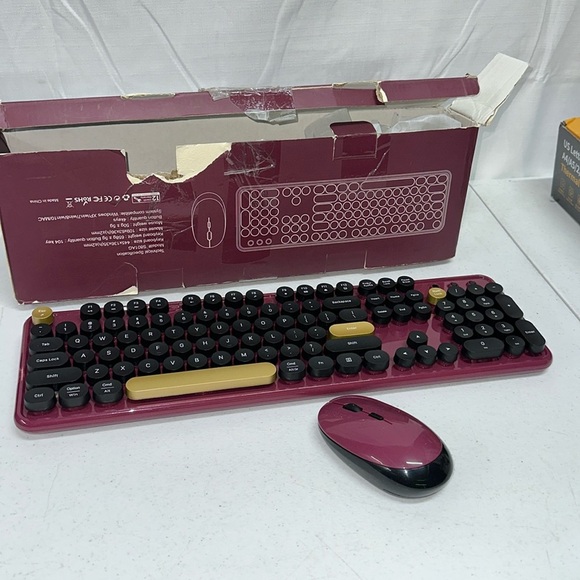 Aazon.co: Colorful Wireless Keyboard And Ouse Cobo, Retro Typewriter Style Keyboard, Full